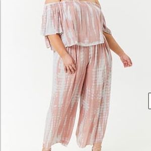 Tie Dye Off The Shoulder Crop Top & Ankle Pants